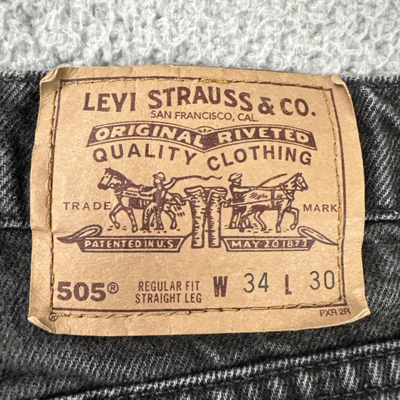 Vtg 90's Levi's 505 Orange Tab Denim Shorts 34 Black Cut Off Hemmed Made in USA - Picture 4 of 16
